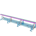 Mechanical Conveyor System With Blue Frame Pink Green Strips And Rollers 3d model