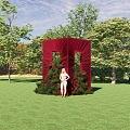 Deep Rose Red Shape Cloth Mantle Natural Floral Wedding 3d model