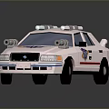 Military Vehicle With White Body Roof Searchlights Front Badge And Side Devices