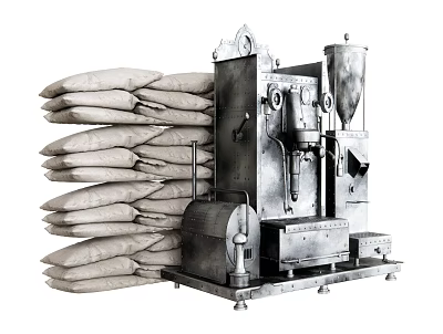 Silver Kitchen Appliance With Stacked Sacks And Sturdy Metal Construction For Kitchen Use 3d model