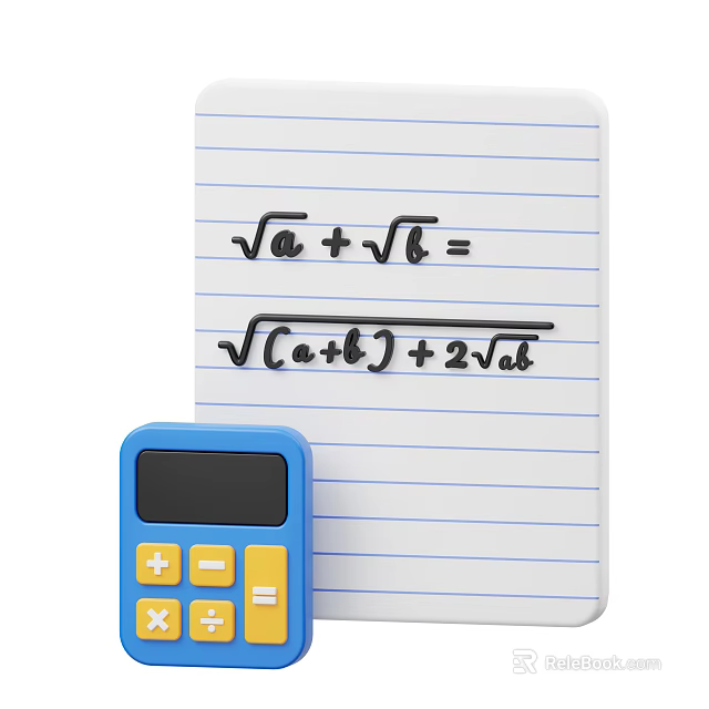 Notebook With Math Equations And Blue Calculator For Math Study Use 3d model 