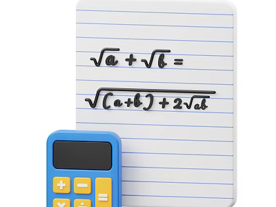 Notebook With Math Equations And Blue Calculator For Math Study Use 3d model