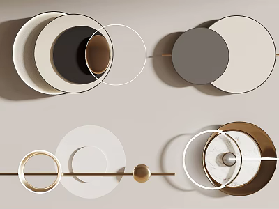 Minimalist Geometric Wall Decor With Circular Shapes And Mixed Color Tones 3d model