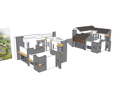 Traditional Chinese Courtyard House Architecture Model Design With Dual Perspective Details 3d model