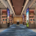Modern Showroom Featuring Arched Doorways Wooden Bookshelves Green Plants And Large Windows