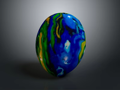 Colorful Decorative Sphere With Swirling Blue Green Yellow Patterns For Modern Interior Decoration 3d model