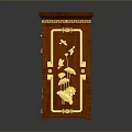 Traditional Chinese Style Mahogany Cabinet With Golden Carvings And Decorative Details