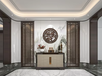 New Chinese Entrance Chinese Entrance New Chinese Entrance Cabinet Chinese Entrance Decoration New Chinese Entrance Background Wall Chinese Aisle Chinese Entrance Cabinet 3d model