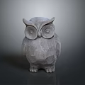 Wooden Owl Carved Figurine With Detailed Design For Home Furniture Decoration 3d model