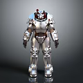Silver Armored Robot With Red Accents In Detailed Mechanical Standing Pose 3d model