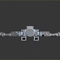 Detailed Metallic Robot With Mechanical Structure Yellow Warning Stripes And Joints