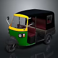 Green Yellow Black Motorized Rickshaw With Seats Windshield And Side Mirrors