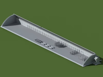 Long Gray Architectural Structure With Steps And Seating On Green Background 3d model