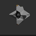Geometric Mechanical Character With Transparent Panels Black Sphere And Red Lights