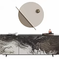 Modern TV Stand With Marble Pattern Surface And Decorative Items On Top 3d model