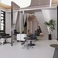Modern Hair Salon Interior With Open Layout Black Chairs Mirrors And Green Plants