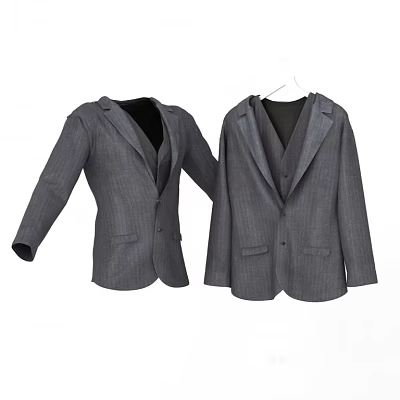 Two Gray Suit Jackets Classic Formal Wear for Men Hanging 3d model Two Gray Suit Jackets Classic Formal Wear for Men Hanging 3d model
