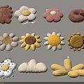 Cute Decorative Throw Pillows With Various Shapes Like Flowers Bear And Cloud 3d model