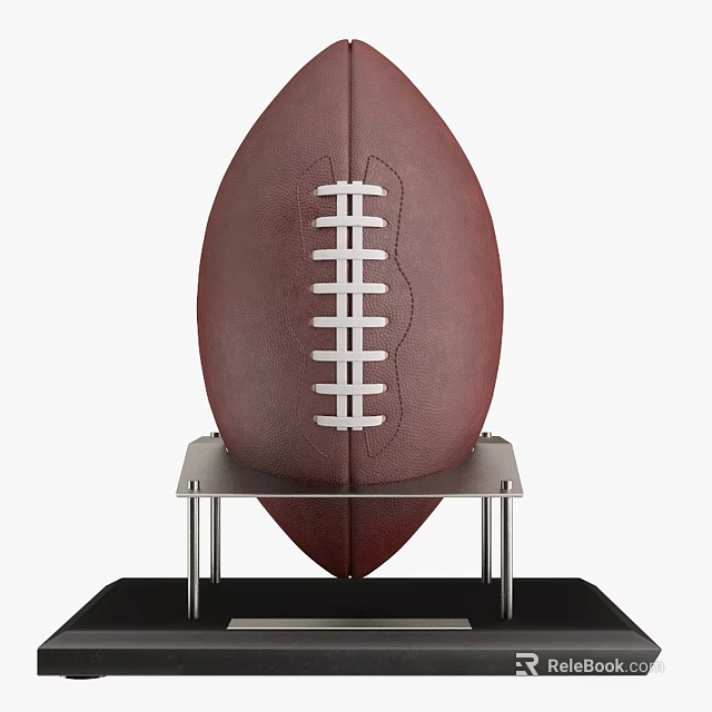 High Quality Leather Football On Metal Display Stand For Sports Gear 3d model 