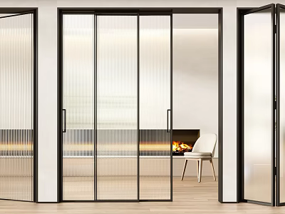 Modern Interior Glass Doors With Black Frames Sliding And Folding Designs 3d model