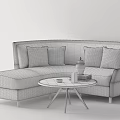 Gray Sectional Sofa with Decorative Pillows Round Coffee Table Yellow Vase and Books 3d model