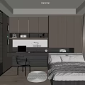 Modern Tatami Bedroom Interior Design With Built in Wardrobe Desk And Cozy Bed