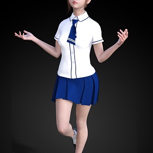 Modern Temperament Beauty School Uniform Girl Woman 3d model