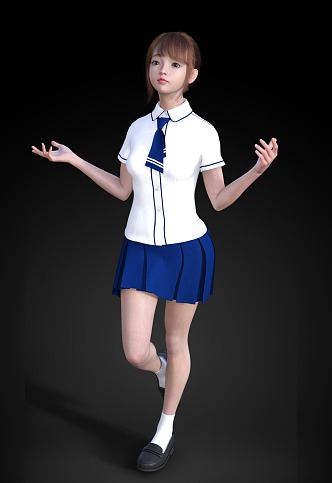 Modern Temperament Beauty School Uniform Girl Woman 3d model