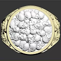 Luxurious Gold Ring With Sparkling Diamonds And Intricate Surface Design