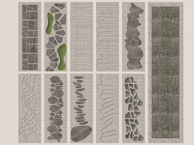Various Natural Stone Stepping Stones Design Ideas For Garden Landscape Paths 3d model