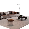 Modern Italian Sofa Coffee Table Combination Leather Sofa Single Sofa Multi-Person Sofa Living Room Sofa Floor Lamp Acrylic Stool Side Table 3d model