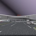 Multi Level Highway Bridge With Cars Driving On Urban Sunset Scene
