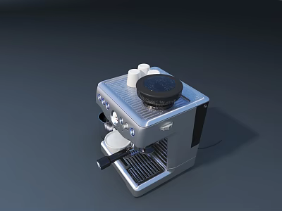 Modern Silver Coffee Machine For Kitchen With Espresso Making Function And Cups On Top Design 3d model