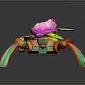 Mechanical Creature Design With Pink Flower And Colorful Legs Structure