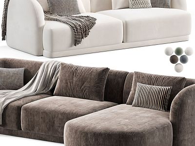 Cream wind multi-person sofa 3d model