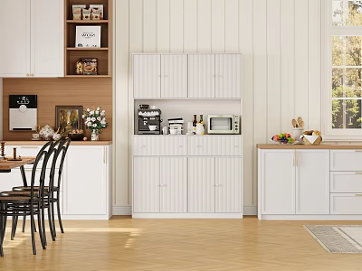 Minimalist White Side Cabinet With Ample Storage Space For Storing Various Small Kitchen Appliances 3d model