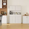 Minimalist White Side Cabinet With Ample Storage Space For Storing Various Small Kitchen Appliances