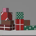 Colorful Decorative Ornament Set With Stacked Gift Boxes And Various Patterns 3d model