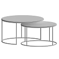Nested Round Coffee Tables With Light And Dark Tops And Black Metal Frames 3d model