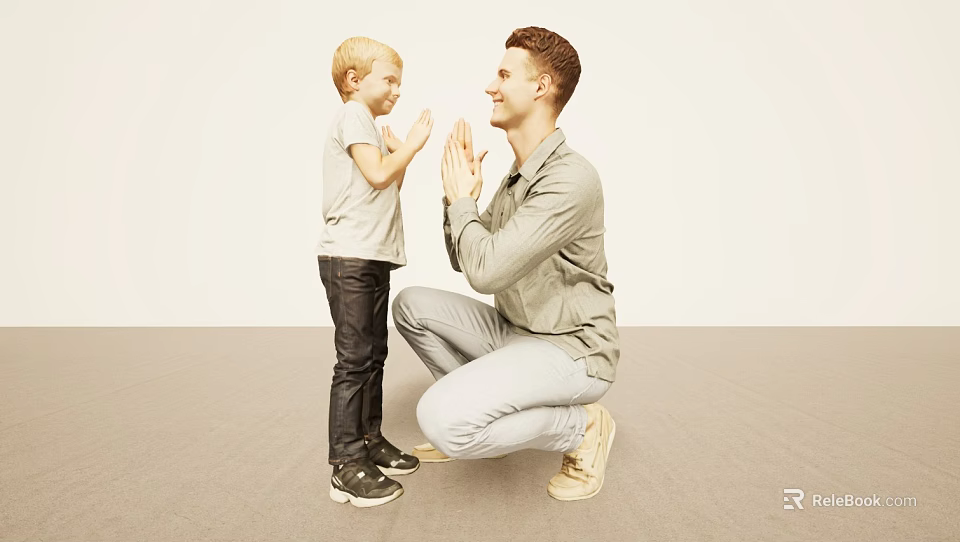 Group of People Interacting Joyfully in Simple Indoor Environment Setting 3d model