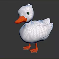 White Duck Toy Figure With Orange Beak And Webbed Feet Character Design