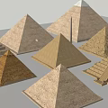 Cartoon Pyramid Scene With Various Styles And Brick Textures Collection 3d model