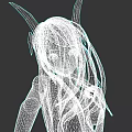 Woman With Orange Hair Black Horned Headpiece And Black Outfit In Dark Background