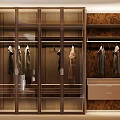Modern Wardrobe Interior Design With Glass Doors Wooden Frame And Hanging Clothes