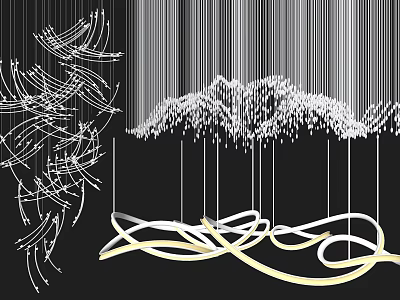 Modern Abstract Decorative Chandelier Design With Curved Lines And Multiple Hanging Elements 3d model