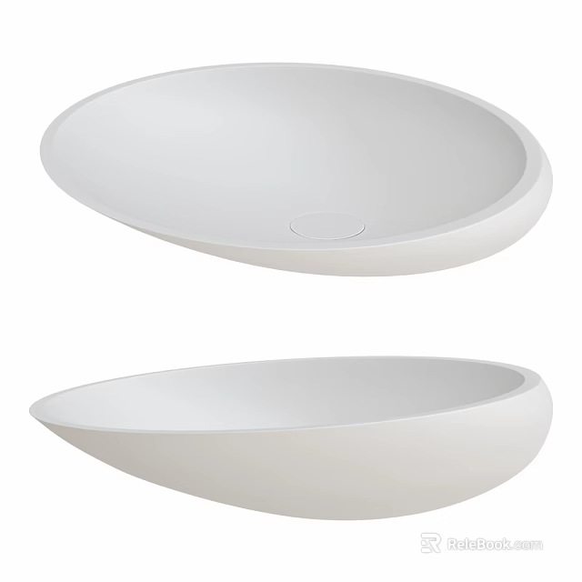 Modern White Bathroom Sinks With Above Counter Minimalist Design And Smooth Surface 3d model 