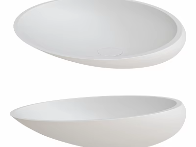 Modern White Bathroom Sinks With Above Counter Minimalist Design And Smooth Surface 3d model