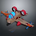 Camouflage Toy Airplane With Shark Mouth Design Red Engines And Blue Cockpit