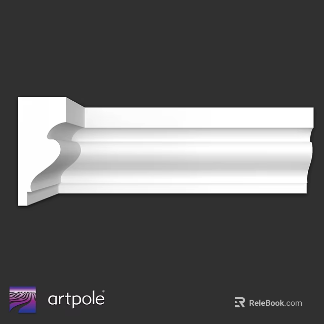 White Decorative Molding For Interior Architectural Design With Curved Details And Smooth Surface 3d model 