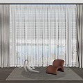 Modern Curtain Window Screen 3d model